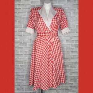 VTG Vicky Vaughn Red & White Checkered Picnic Dress